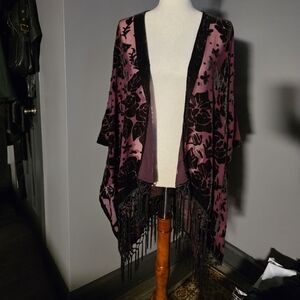 Francesca Maroon Velvet Kimono One Size Fits All